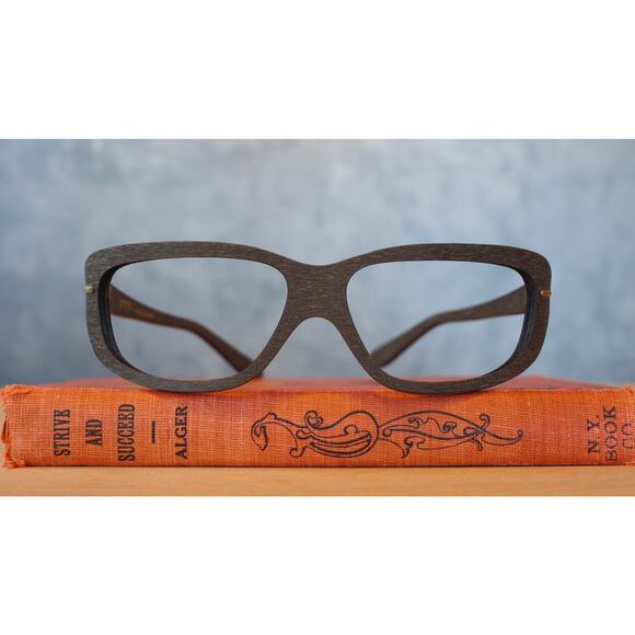 Vintage 1960s De Lotto Cat eye Eyeglasses Frame Faux Wood Pin up Italy NOS main image 11